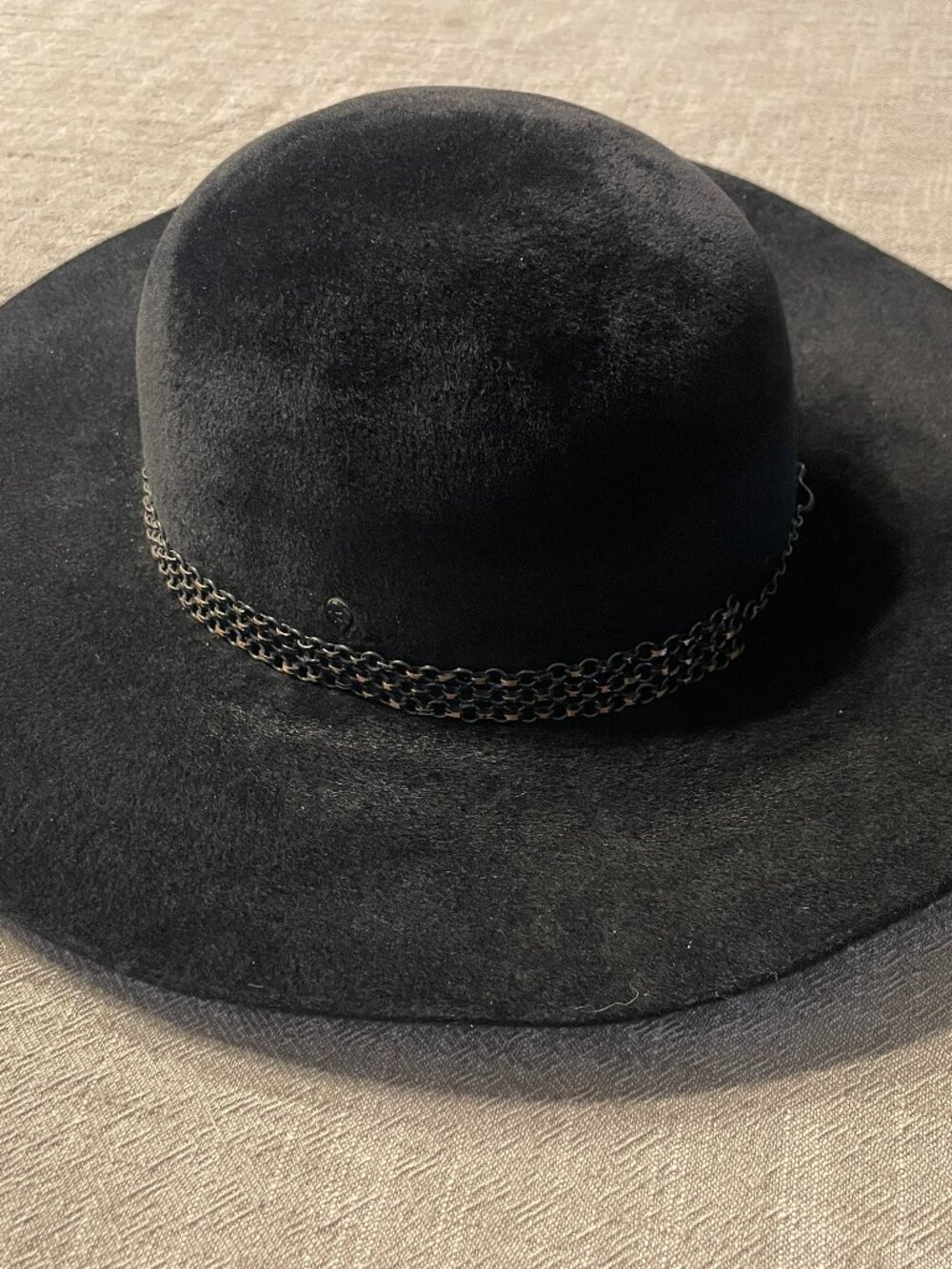 Helen Kaminski Australia Rabbit Fur Felt Wide Brim Hat Black One Size!